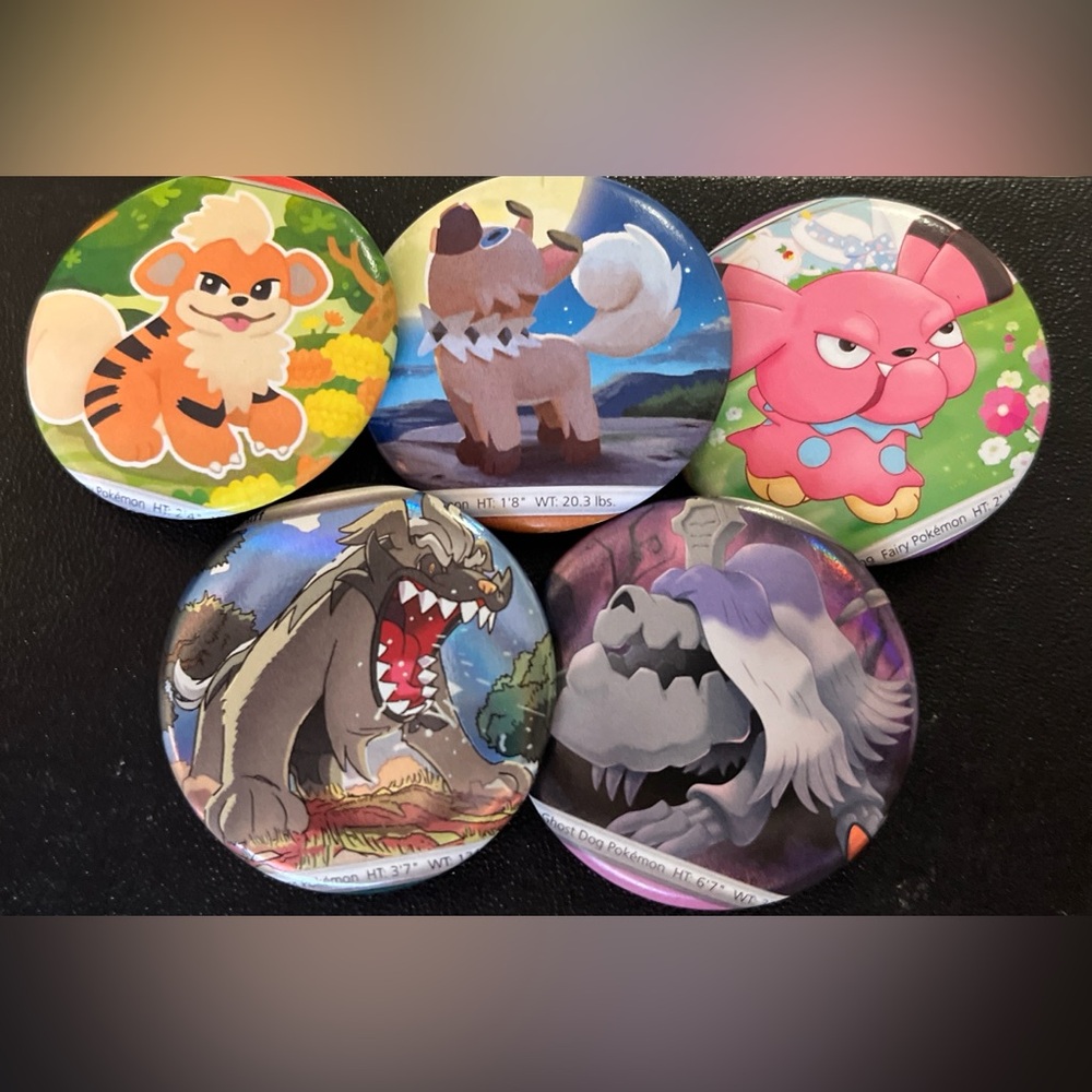 Puppy Pokemon Button 5 pack Handmade